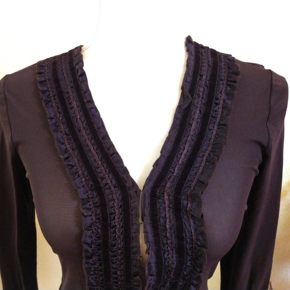 Brown Sheer Ruffle Top - Picture 4 of 13